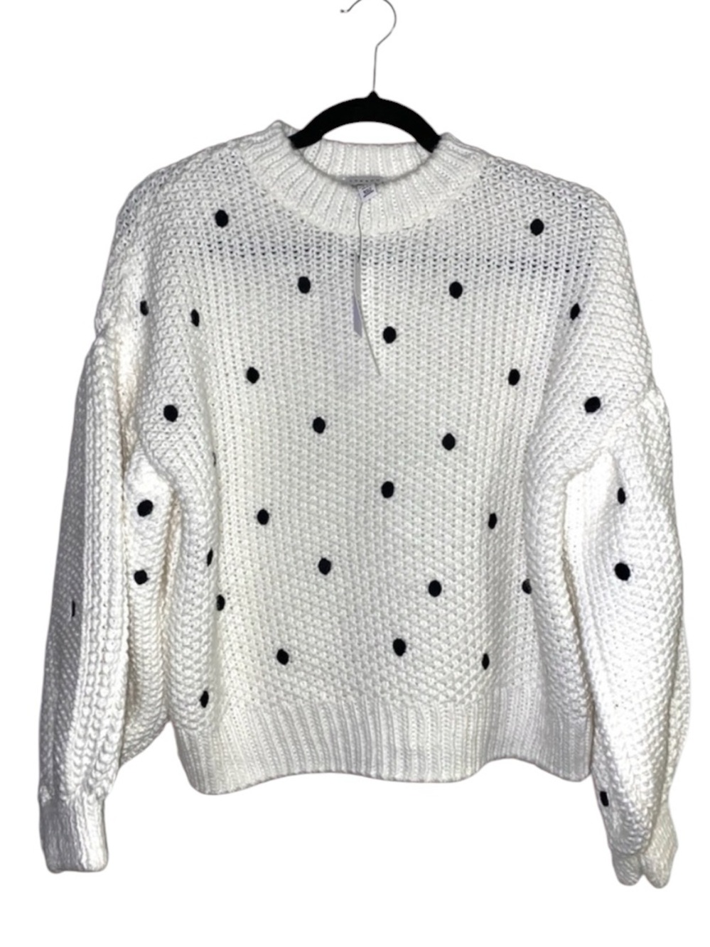 Topshop NEW Balloon sleeve polkadot sweater S 4-6